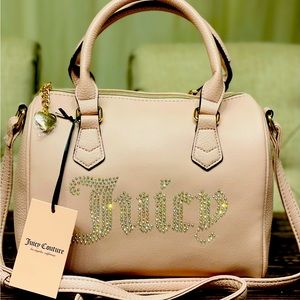 Juicy Couture Iridescent Rhinestone Nude Dusty Blush Be Classic Speedy Satchel